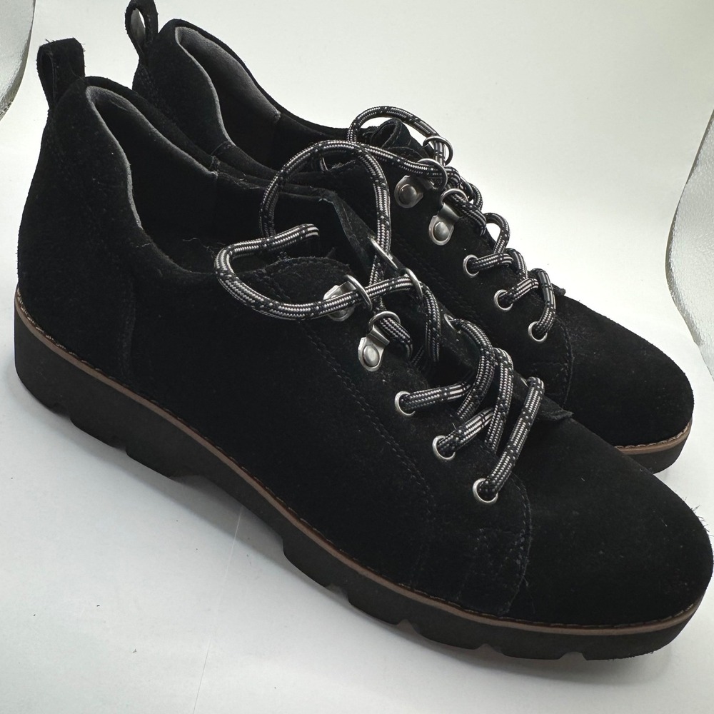 Vionic Ballari Black Suede Platform Lug Sole Womens 8.5 Orthotic Shoes